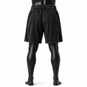 Pantalones Cortos Personalizados para Hombre, Estilo Urbano, Negros con Diseño Gráfico, Lavado Vintage, Desgastados, Casuales, Mezcla de Algodón, OEM ODM - Product Image 2