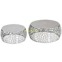 Table basse gigogne de luxe de designer, base en métal artistique, plateau fait main, mobilier moderne pour salon, style unique, décoration intérieure