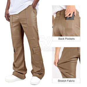 Pantalones de hombre de cuero por encargo precio al por mayor pantalones de cuero de diseño único con logotipo personalizado lavado - Product Image 3