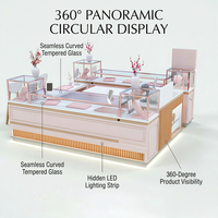 Kiosque de bijouterie modulaire personnalisé, comptoir de magasin de bijoux, design de vitrine à bijoux avec éclairage LED pour boutique de détail