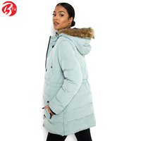 Couvert avec bouton en gros dames col en fourrure longue veste chaude grande taille manteau d'hiver femmes Parka veste