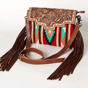 Western Aztec Tribal Pattern Crossbody Flap Purse Lightweight Single Strap Tooled Leather Lady Bohemian Summer Shoulder Bag for - Product Image 1