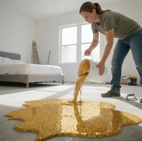 Peinture de revêtement de sol en époxy liquide auto-nivelante à effet marbre, résistante à l'usure, imperméable, avec sable coloré
