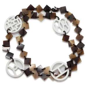 สร้อยคอเขาควายธรรมชาติสีน้ำตาลขาวสร้อยคอเขาควายทำด้วยมือสินค้าอินเดีย - Product Image 1