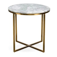 Table basse ronde simple et moderne avec structure en métal et plateau en marbre de haute qualité pour salon