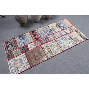 Alfombra Turca Vintage, Alfombra de 2.6x5.4 pies, Alfombra de Lana con Degradado Rojo y Azul - Product Image 2