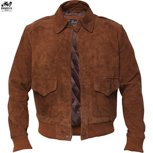 Men's Real <b>Suede</b> Leather <b>Jacket</b> Canvas Winter Breathable Casual Fully Custom Made High Quality Front Logo - Product Image 3