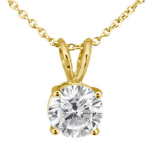 Colgante Solitario con Diamante Redondo de 0.25ct en Oro Amarillo de 14k (J-K I1-I2) - Product Image 1