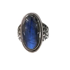 Bague de fiançailles en argent sterling 925, sertie de pierres, agate ovale, luxe, mariage, fête, tendance, unisexe, rhodié noir - Product Image 1