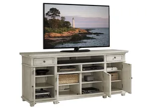 Mobile <span class=keywords><strong>TV</strong></span> in stile Coastal Beach House, Centro di intrattenimento in legno anticato con spazio contenitivo - Product Image 2