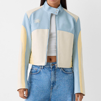 Blouson de moto pour femmes personnalisé du fabricant OEM véritable chenille broderie Satin PU imprimé Techniques