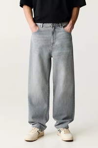 Pantalones Vaqueros Holgados Grises Personalizados de Moda para Hombre, Pantalones Vaqueros Holgados de Mezclilla, 100% Algodón, Estilo Oversize para Patinar - Product Image 4