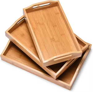Plateau de service à double niveau en bois d'acacia massif, écologique, pour la cuisine, le salon, la salle de bain, par Crescent Crafts - Product Image 1