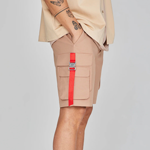 Shorts cargo pour hommes en sergé 100% coton, article le plus vendu en gros, logo imprimé DTF personnalisé avec poches latérales utilitaires - Product Image 2