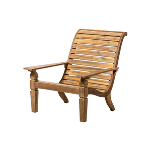 Elegant Curved <b>Slatted</b> Teak Garden Lounge Chair for Outdoor Comfort - Product Image 2
