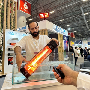 ELCON RCH-2500/6 <b>Remote</b> <b>Controlled</b> Halogen Infrared Heater 2500W IP67 Waterproof Black Aluminum Single <b>Lamp</b> 12-24m Coverage - Product Image 3