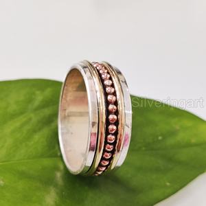 Nouvelle arrivée Spinner Band bohème anneau 925 en argent Sterling femmes pouce anneau Yoga bijoux faits à la main noël hommes Spinner anneau - Product Image 1