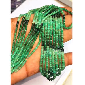 5 brins naturel ombré émeraude 3-4mm Rondelle perles lisses 224 Cts Lot 16 pouces Iroc ventes émeraude pierre précieuse perle US $113 pour tous - Product Image 3