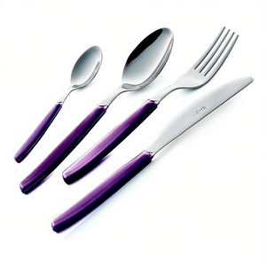 Juego de Cubiertos de Acero Inoxidable de 24 Piezas, Color CROMO Morado P13BCM 25, Juego de Cuchillos Eme - Product Image 2