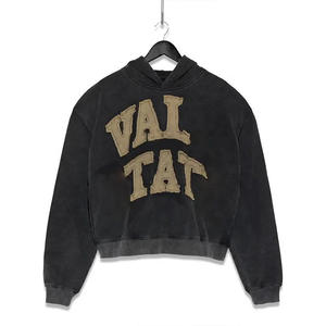 Personnalisé poids lourd 500 Gsm en détresse lavé sweats à capuche pour hommes Vintage ample surdimensionné Boxy recadrée hommes acide fané pull à capuche - Product Image 3