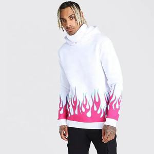 Vente en gros 100% sweat à capuche d'hiver pour hommes en molleton de coton personnalisé imprimé flamme pull-over Streetwear techniques brodées à la mode - Product Image 1