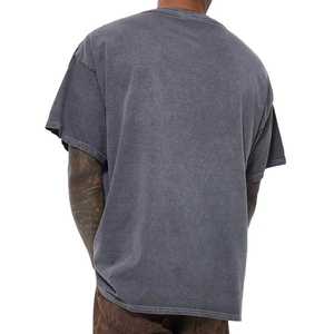 Camiseta de gran tamaño de algodón 100% 400GSM lavada con ácido Vintage para hombre, camiseta en blanco desgastada con logotipo personalizado, Camiseta con estampado personalizado - Product Image 3