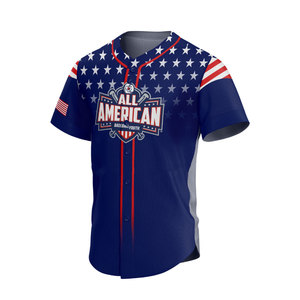 เสื้อเบสบอลแบบสั่งทำพิเศษ ไซส์พลัส คอวี ป้องกันแบคทีเรีย แห้งเร็ว แบบซับลิเมชั่น ขายดี - Product Image 1