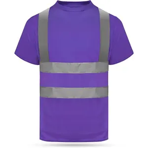 Purple Work Safety T Shirts Class 2 High Visibility Reflective Short Sleeve Protective Safety Workwear Personalized Custom Print