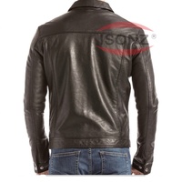Veste en cuir décontractée pour homme, de qualité supérieure, noire, coupe-vent, pour l'hiver, par ISONZ