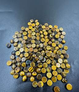 อัญมณีพลอยตาเสือทรงหลวมทรงกลมเรียบตามธรรมชาติขนาด10มม.-20มม. สำหรับทำเครื่องประดับอัญมณีขายส่ง - Product Image 1