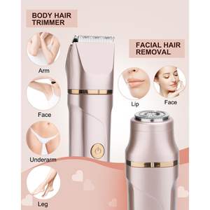 Rasoir électrique rechargeable pour femme, tondeuse pour la zone du bikini et les aisselles, étanche, épilateur facial avec lame en acier inoxydable - Product Image 3