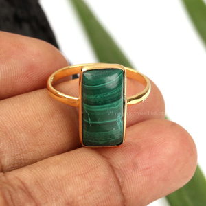 Fabricants en gros Bague en malachite naturelle Argent sterling 925 Bijoux minimalistes bohèmes fins pour cadeau de mariage ou d'anniversaire - Product Image 2