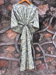 Jaipuri imprimé caftan robe à la main en coton haut fleur bloc imprimé naturel longue plage couverture Maxi parole longueur vêtements de nuit - Product Image 6