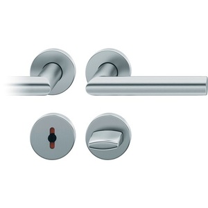 Juego de 12 tiradores y pomos de acero inoxidable para muebles, diseño minimalista, roseta F69, redondos, WC-R8 DIN, izquierda/derecha, D/D FSB, para gabinetes - Product Image 1