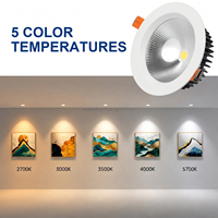 Plafonnier LED encastré rond en aluminium de 4 pouces, dimmable, avec indice CRI 90, 9W-30W, pour usage commercial