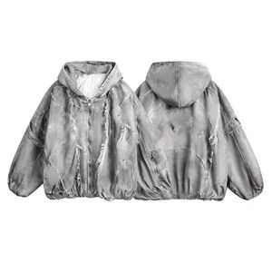 High Quality Distressed <b>Men</b> <b>Hoodies</b> Applique Patch Embroidery 500gsm <b>Oversized</b> Acid Wash French Terry Cotton Zipper <b>Hoodies</b> - Product Image 6