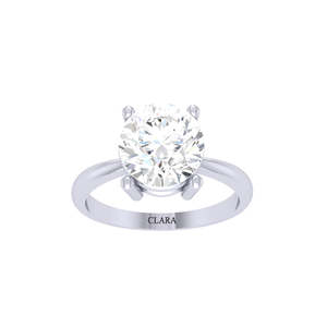Anillo Solitario Clara de Plata de Ley 92.5 para Mujeres y Niñas, Chapado en Oro Blanco, con Circonita de Corte Brillante, para Compromiso - Product Image 1