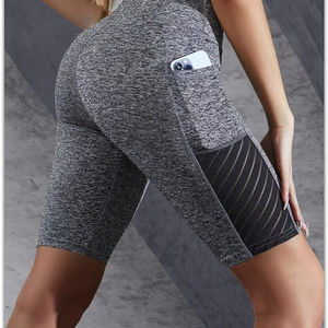 Women's Seamless Gym Workout <b>Shorts</b> High Waist Butt Lift Yoga <b>Leggings</b> with Mesh Pockets Stretchy Slim Leg Casual Style - Product Image 2