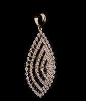Colgante y Dijes de Lujo con Diamantes Redondos de Corte Brillante de 14K, Certificados por IGI, a la Moda