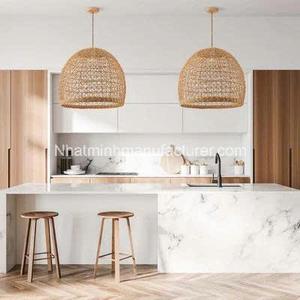 New tre dệt trong nhà mây bóng ánh sáng mặt dây chuyền phụ kiện treo đèn bóng râm cho nhà khách sạn nhà hàng phòng khách trang trí nội thất - Product Image 3