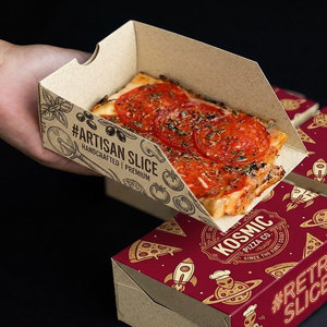 Boîte à <span class=keywords><strong>pizza</strong></span> coulissante rectangulaire de 25 cm pour une seule part, avec logo personnalisé, écologique, pour emporter, emballage pour restauration rapide - Product Image 4