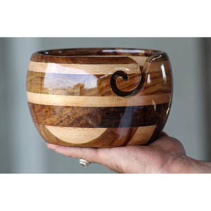 Cuenco de hilo de tejer de palisandro Premium hecho a mano Almacenamiento de madera Premium para tejer y ganchillo - Product Image 1