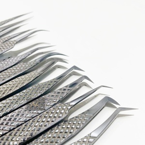 ชุดแหนบสแตนเลสแบบมืออาชีพปลายแหลมขนตาปลอมสีดำเส้นใยพลาสม่าออกแบบโลโก้ได้ตามต้องการ - Product Image 1