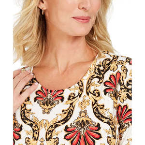 JM Collection Haut en jacquard imprimé style décontracté pour femme noir taille S - Product Image 3