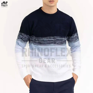 Último diseño de los hombres de cuello redondo personalizado de alta calidad básicos de algodón mezclado sudadera hombres suelta liso cuello redondo sudadera - Product Image 4