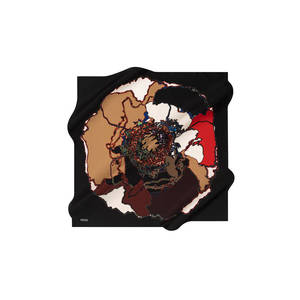 Black Silk Twill Floral Square Scarf for Party - Product Image 1