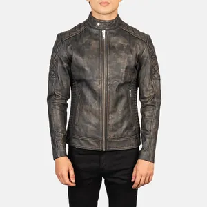Chaqueta de cuero Vintage para hombre de alta calidad-Estilo clásico de cuero genuino y perfecto para trajes casuales y formales - Product Image 1