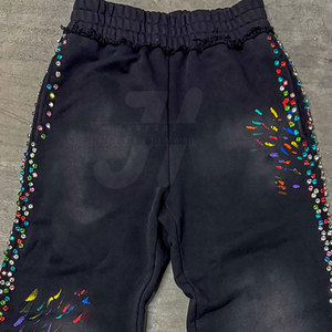 Suministro directo de fábrica Nuevo estilo Pantalones de diamantes de imitación de algodón Nueva llegada Logotipo personalizado Hombres Pantalones de diamantes de imitación - Product Image 5