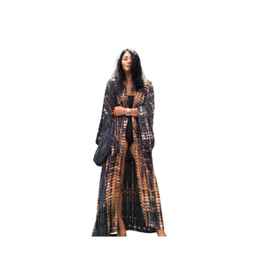 Vestido Kimono Largo de Satén Viscosa con Cuello en V y Mangas Largas, Ecológico, Transpirable, Estilo Casual para Celebraciones Festivas - Product Image 1