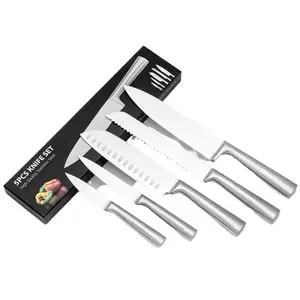 Ensemble de chef de cuisine personnalisé pointu japonais en acier inoxydable couperet fruits Santoku désossage pain viande épluchage couteaux à découper